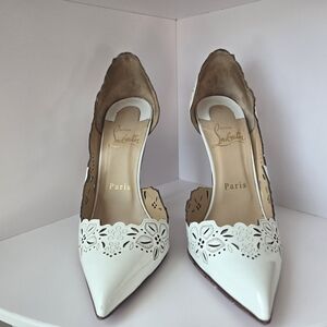 Christian Louboutin White Floral Heels
